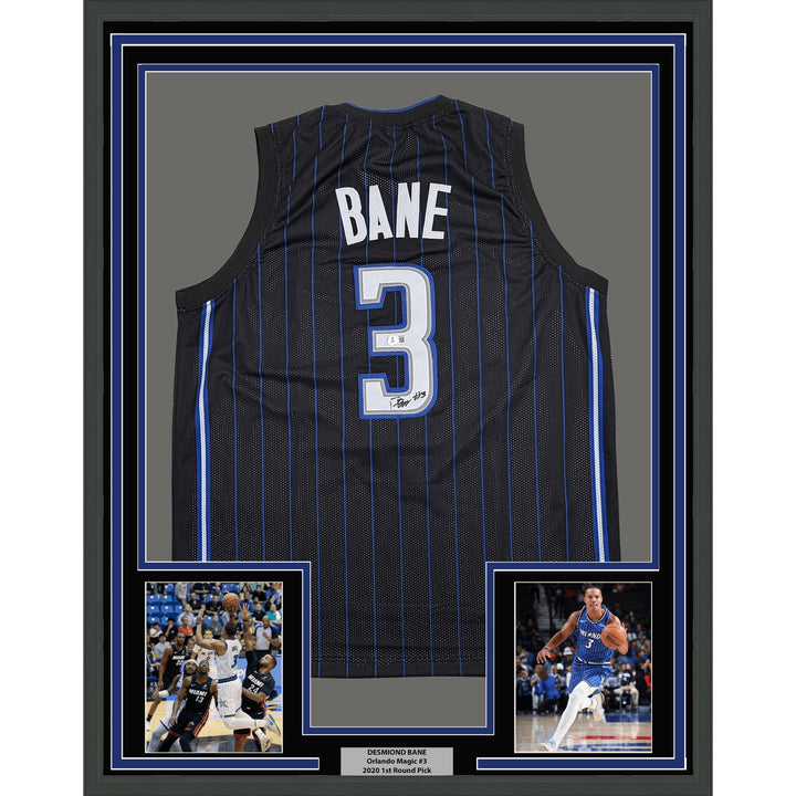 Framed Autographed Desmond Bane Orlando Black Pinstripe Jersey BAS COA