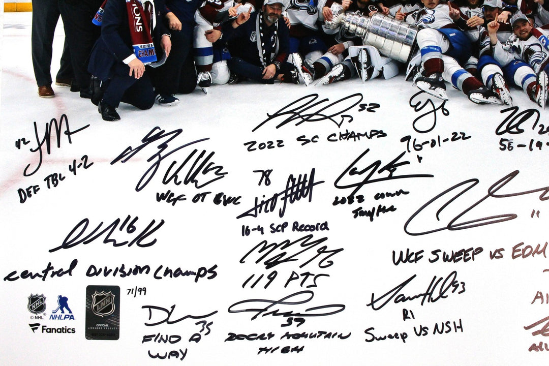 Colorado Avalanche Autographed/Signed Team (18) 16x20 Photo Insc. Fanatics 51025