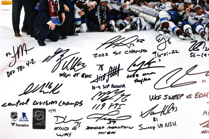Colorado Avalanche Autographed/Signed Team (18) 16x20 Photo Insc. Fanatics 51025