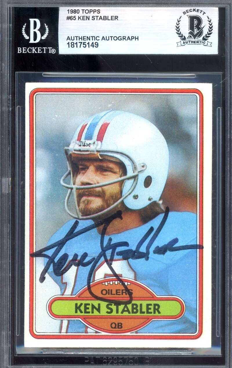Ken Stabler Beckett BAS Signed 1980 Topps Autograph