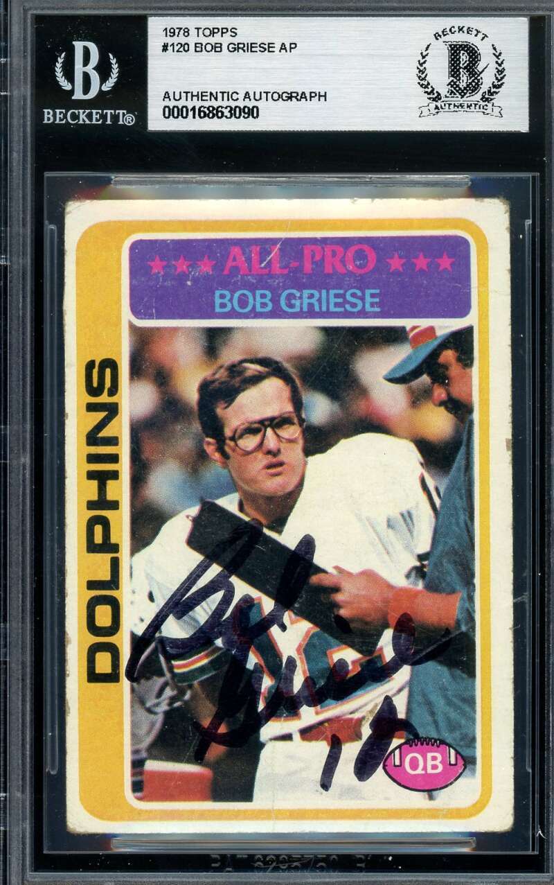 Bob Griese Beckett BAS Signed 1978 Topps Autograph