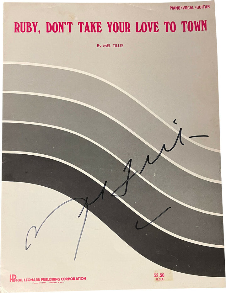 Mel Tillis signed 1966 Ruby, Don’t Take Your Love 2 Town 9x12 4-page Sheet Music