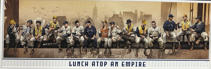Yankees Lunch Atop Empire 24x8 Framed Litho Photo Jeter Mickey Mantle Babe Ruth