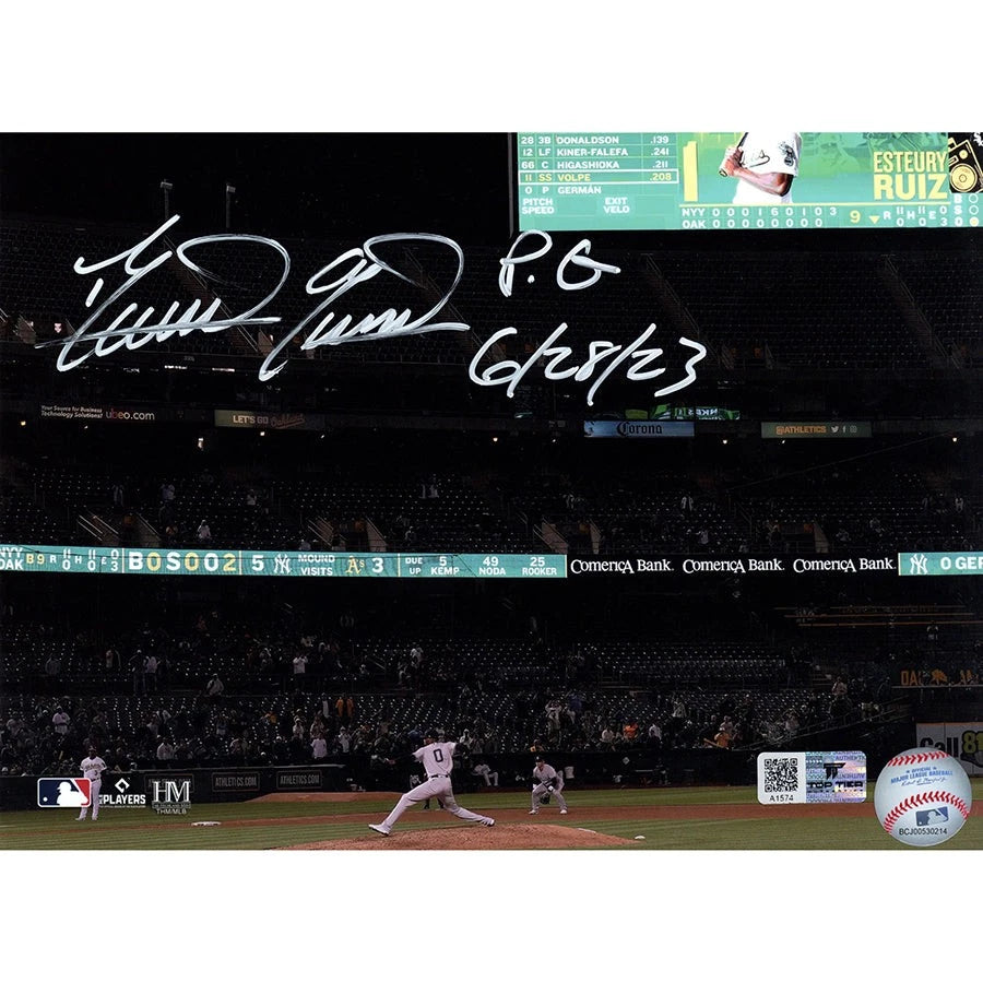 Domingo German New York Yankees Autographed and Inscribed "PG 6/28/23" 8X10 Photo (CX Auth)