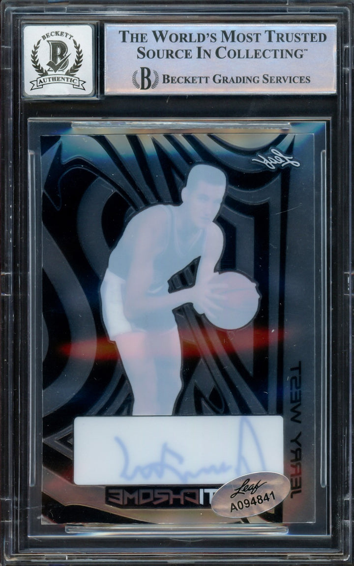 Jerry West Auto 2022-23 Leaf Optichrome Black Card BAJW3 Lakers Sig 10 Beckett
