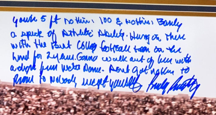 Rudy Ruettiger Signed Framed 16x20 Notre Dame Photo 5 Foot Nothin Quote BAS