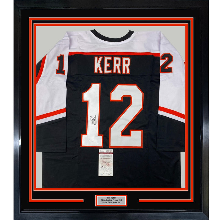 FRAMED Signed TIM KERR 35x39 Philadelphia Black Jersey JSA COA Auto