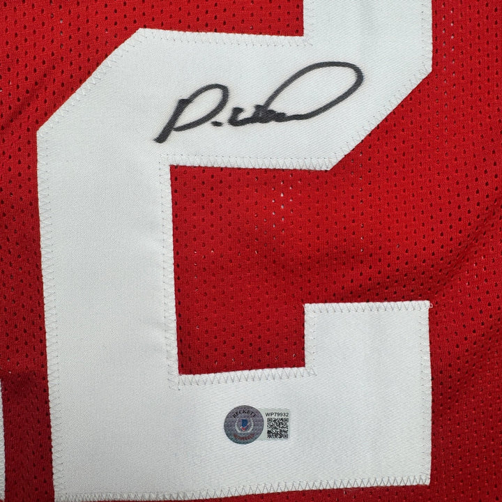 Autographed/Signed Denzel Ward Ohio State Red College Football Jersey BAS COA