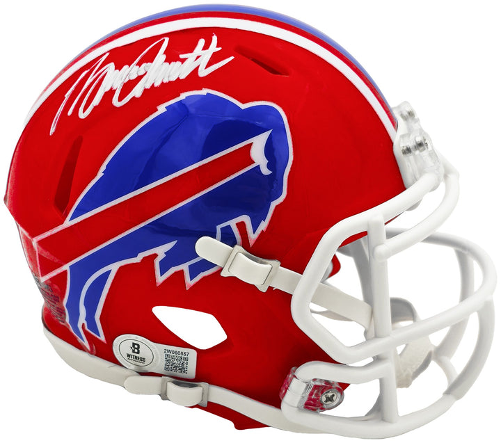 Bruce Smith Signed Bills Red Throwback 1987-2001 Speed Mini Helmet Beckett Wit