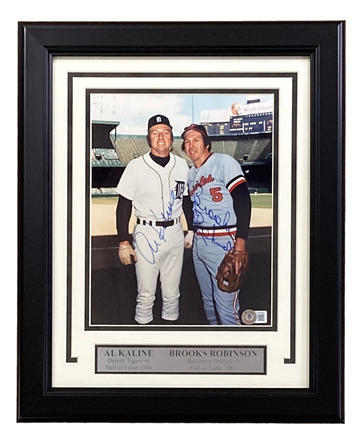 Al Kaline Brooks Robinson Signed Framed 8x10 MLB Baseball Photo BAS