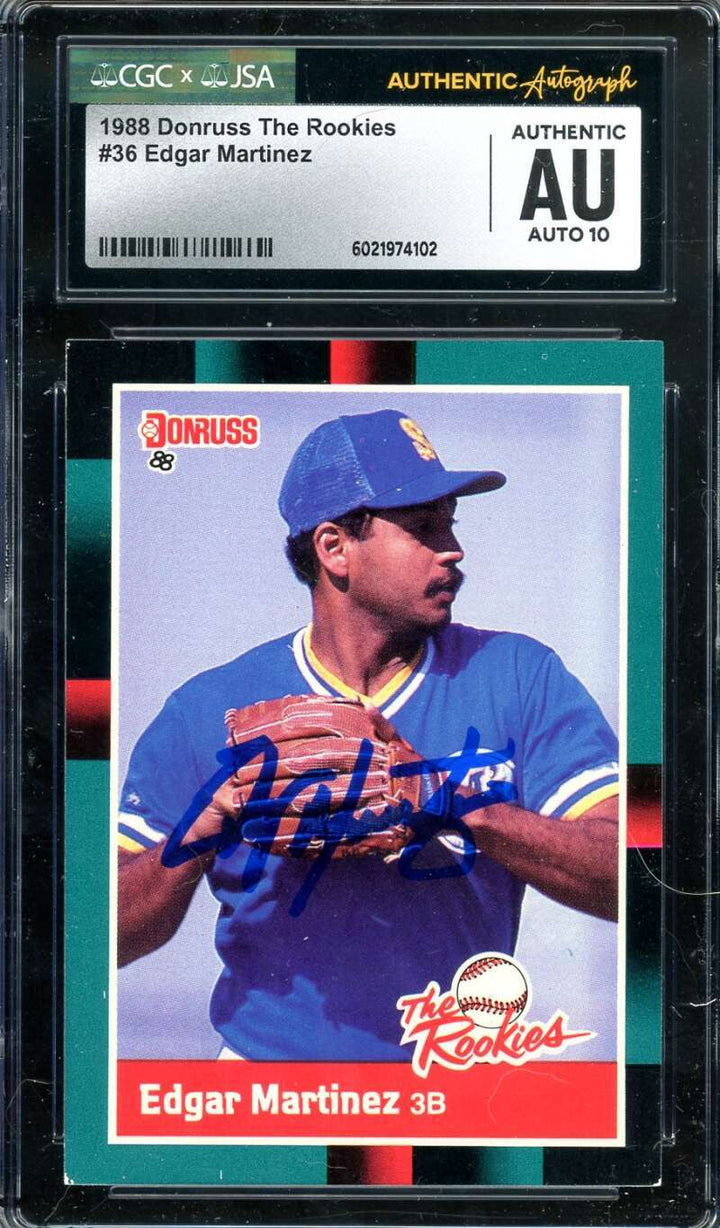 Edgar Martinez Gem Mint 10 JSA CGC Coa Signed 1988 Donruss The Rookies Autograph