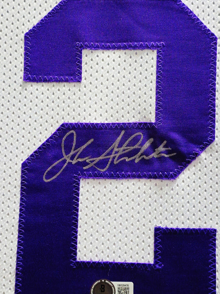 Utah Jazz John Stockton Autographed Signed Framed White Jersey Beckett Wit