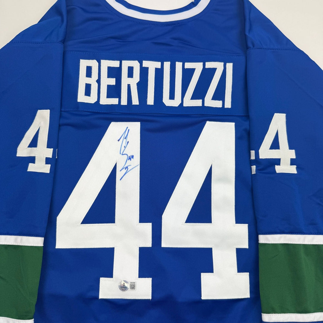Autographed/Signed Todd Bertuzzi Vancouver Blue Jersey Beckett BAS COA