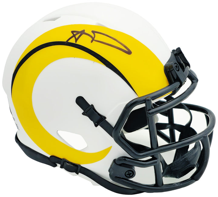 Aaron Donald Auto Signed Rams Lunar Eclipse White Speed Mini Helmet Beckett Wit