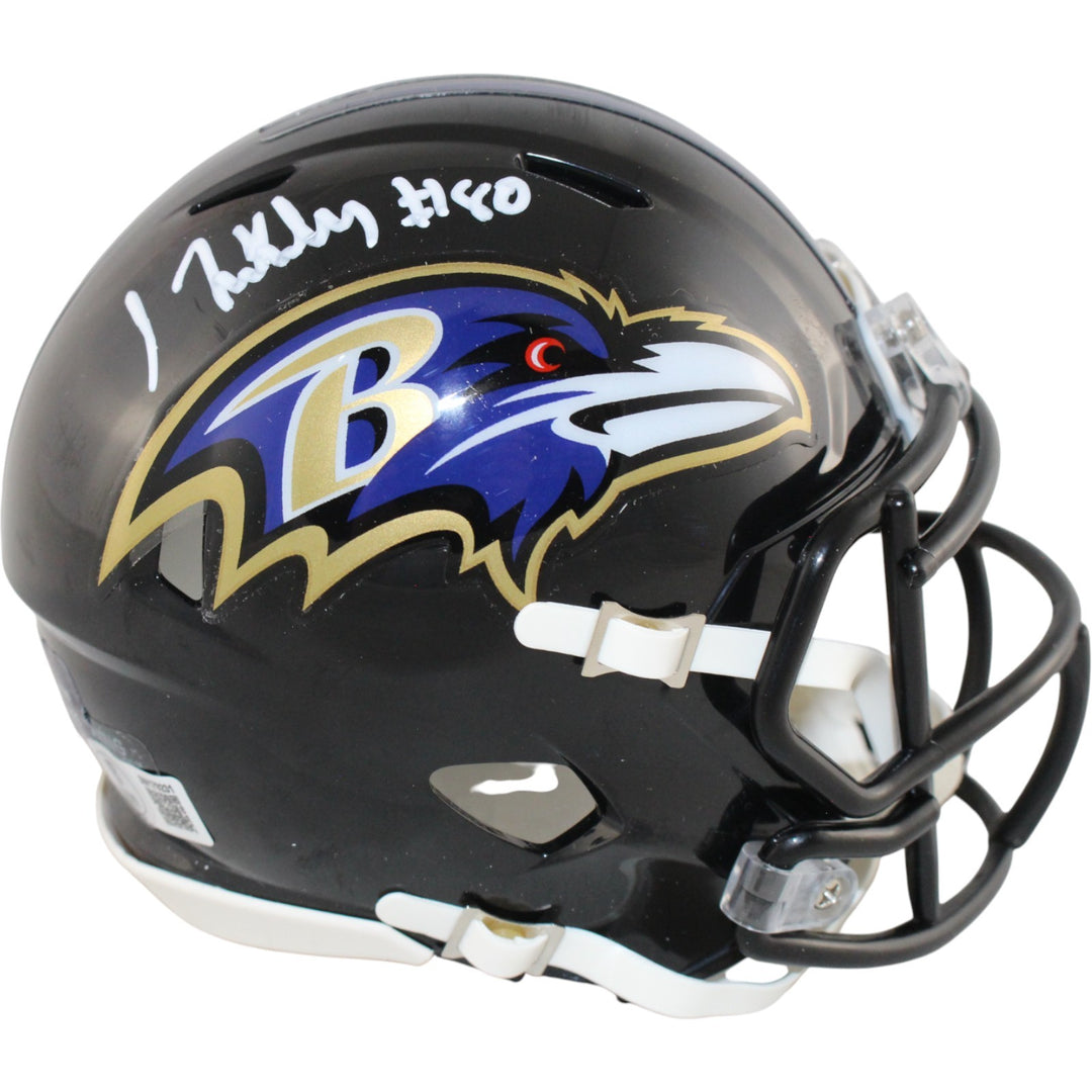 Isiah Likely Autographed Baltimore Ravens Mini Helmet Beckett Witness 51863