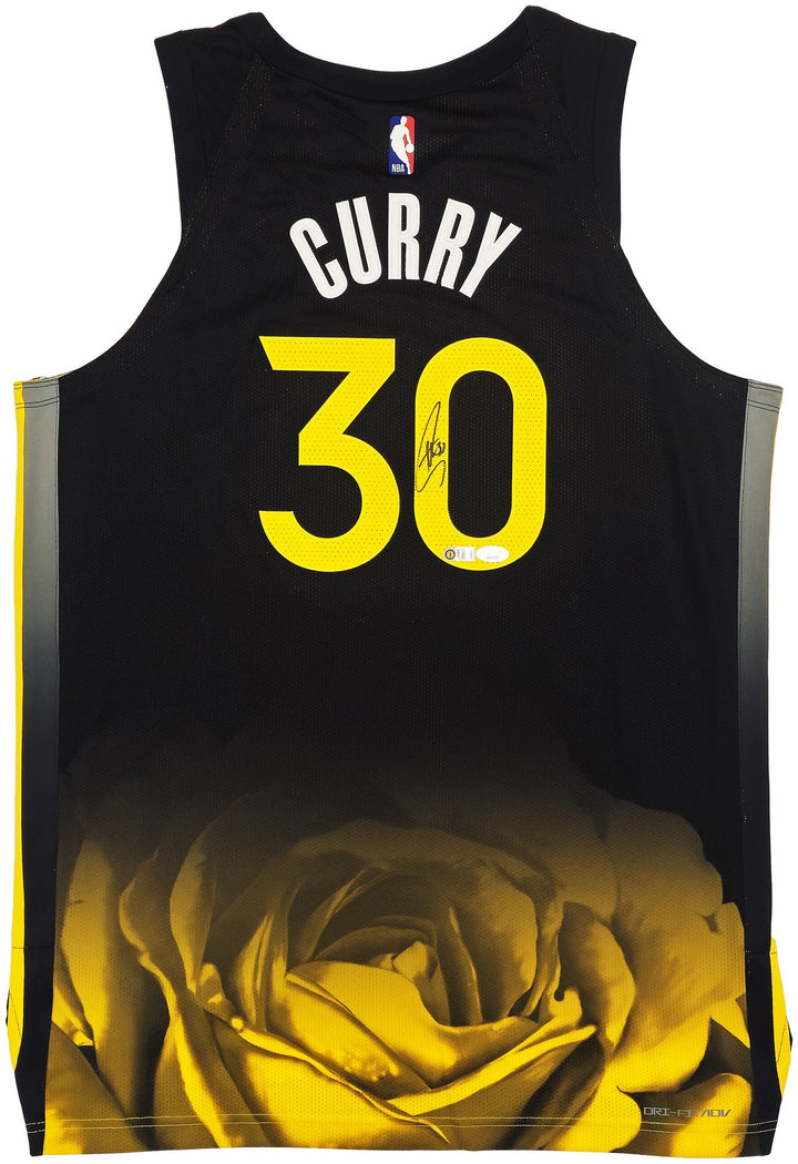 Warriors Stephen Curry Signed Black Nike City Edition Jersey Size 48+2 JSA