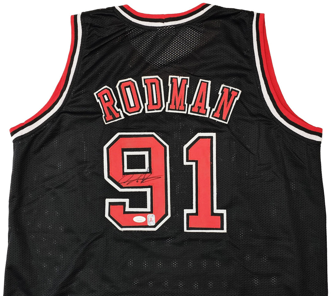 Chicago Bulls Dennis Rodman Autographed Signed Black Jersey JSA