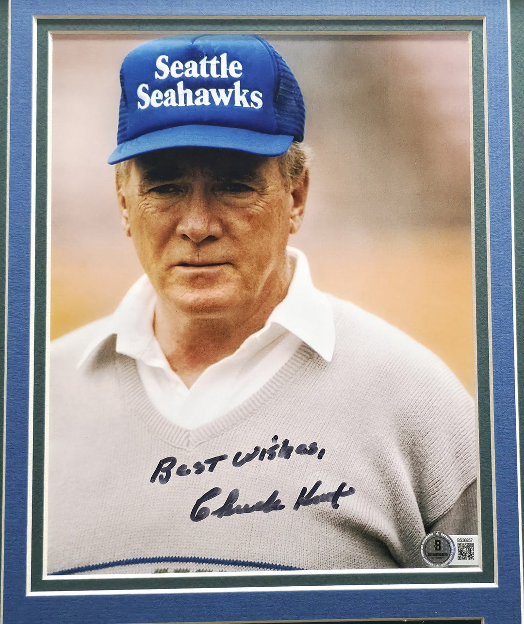 Chuck Knox Signed Framed 8x10 Photo Seattle Seahawks "Best Wishes" MCS Holo