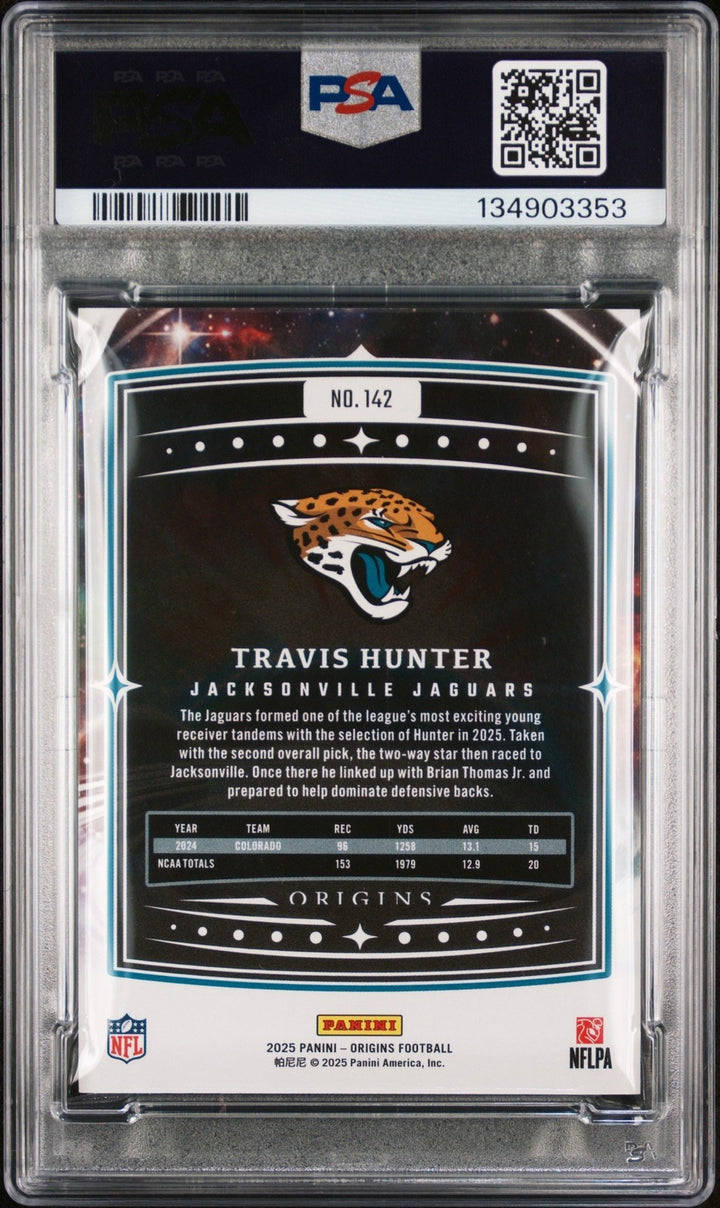 Graded 2025 Panini Origins Travis Hunter #142 Rookie RC Card PSA 10