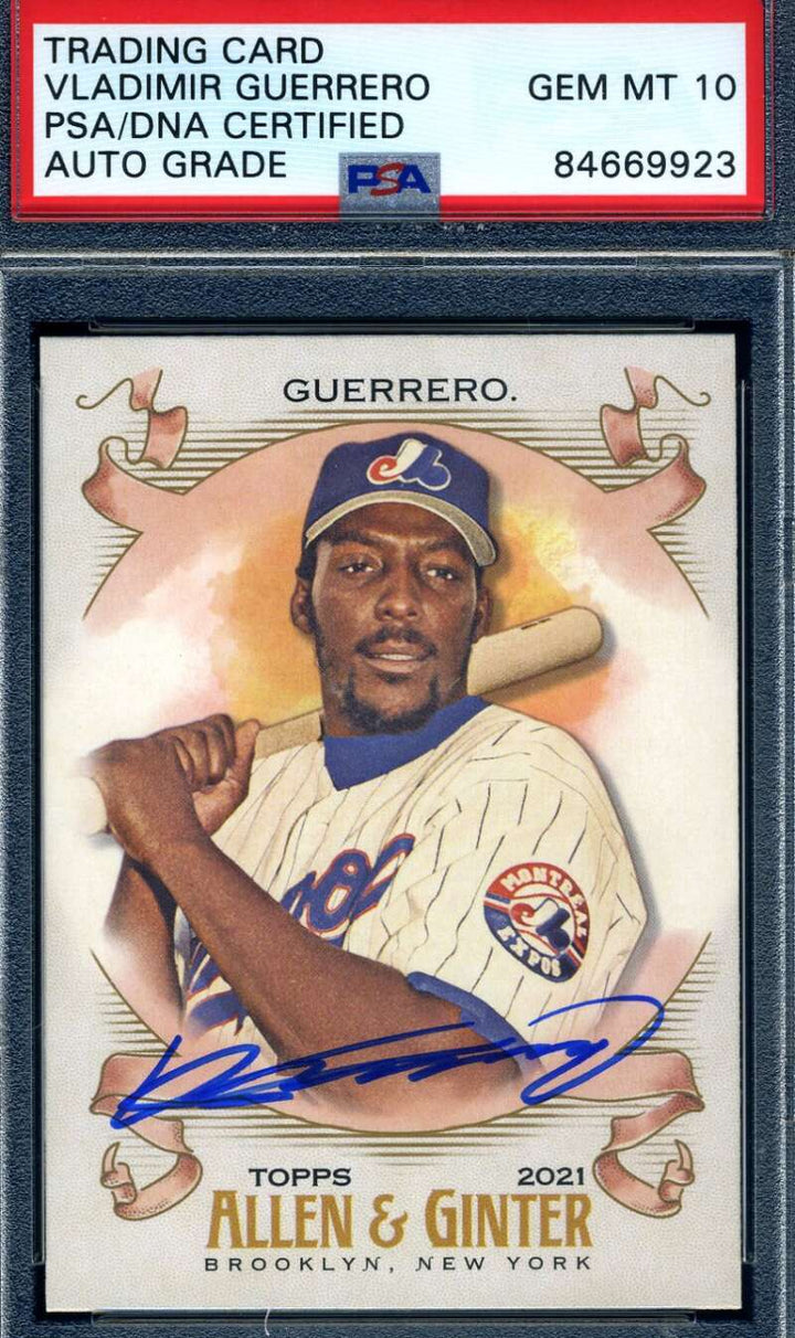 Vladimir Guerrero Gem Mint 10 PSA DNA Signed 2021 Allen Ginter Autograph