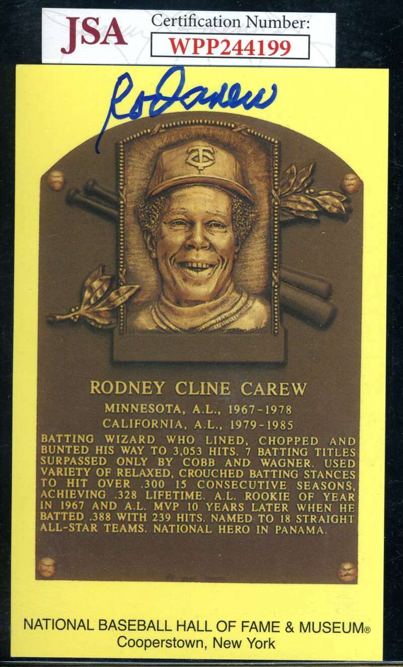 Rod Carew JSA Signed Gold Hall of Fame Plaque Autograph