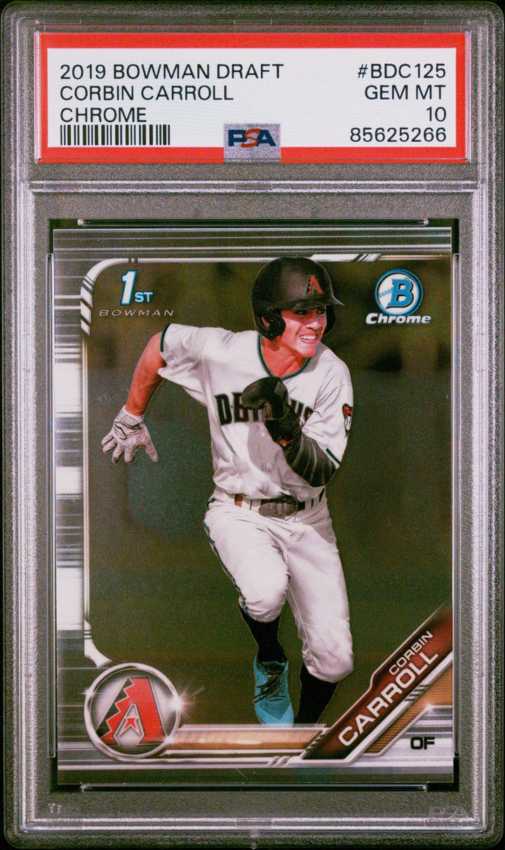 Graded 2019 Bowman Draft Corbin Carroll #BDC125 Chrome RC Baseball Card PSA 10
