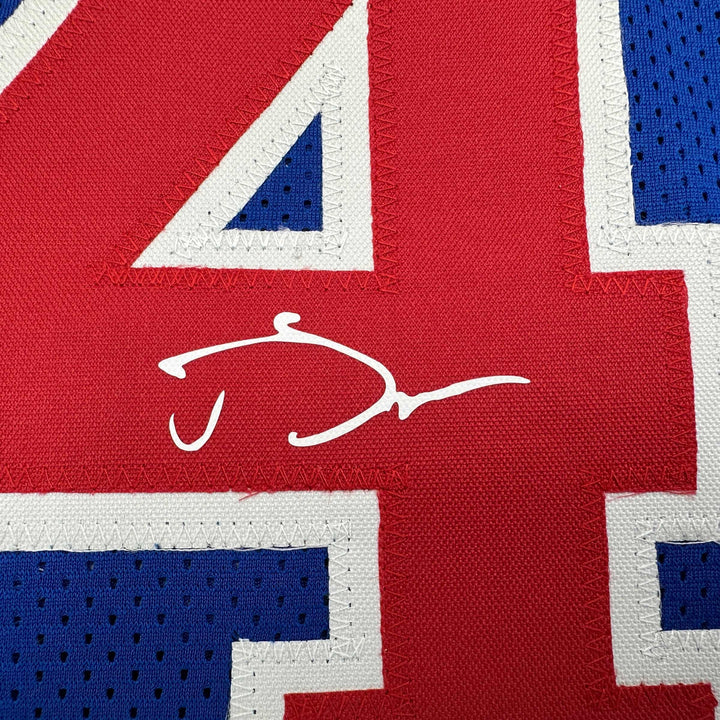 Facsimile Autographed Joe Dumars Detroit Blue Reprint Jersey Size Men's XL