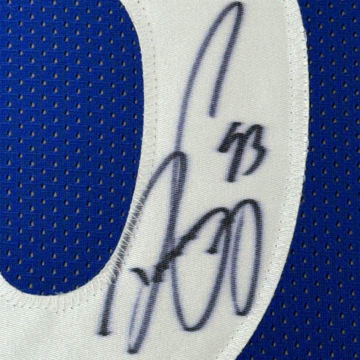 FRAMED Autographed/Signed DWIGHT FREENEY 33x42 Indianapolis Blue Jersey JSA COA
