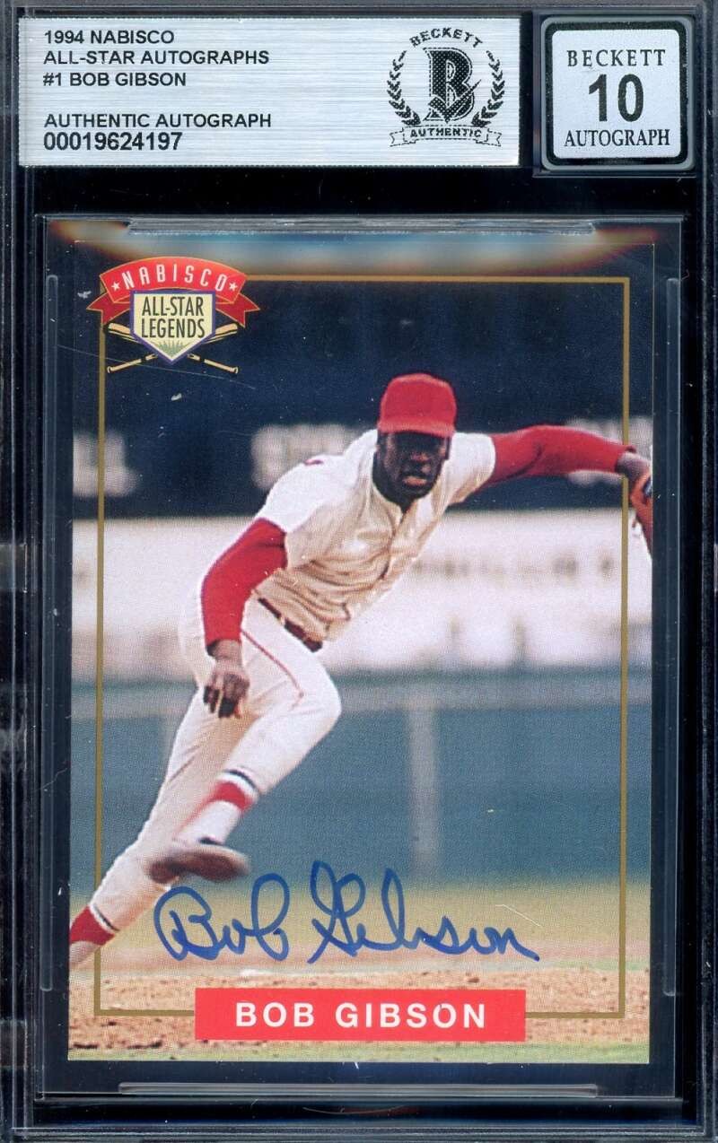 Bob Gibson Gem Mint 10 Beckett BAS Signed 1994 Nabisco All Star Autograph