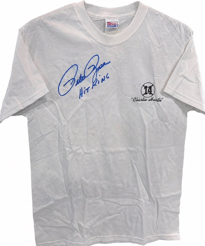 Pete Rose Signed BallPark Cafe Charlie Hustle T Shirt Hit King Auto CBM COA