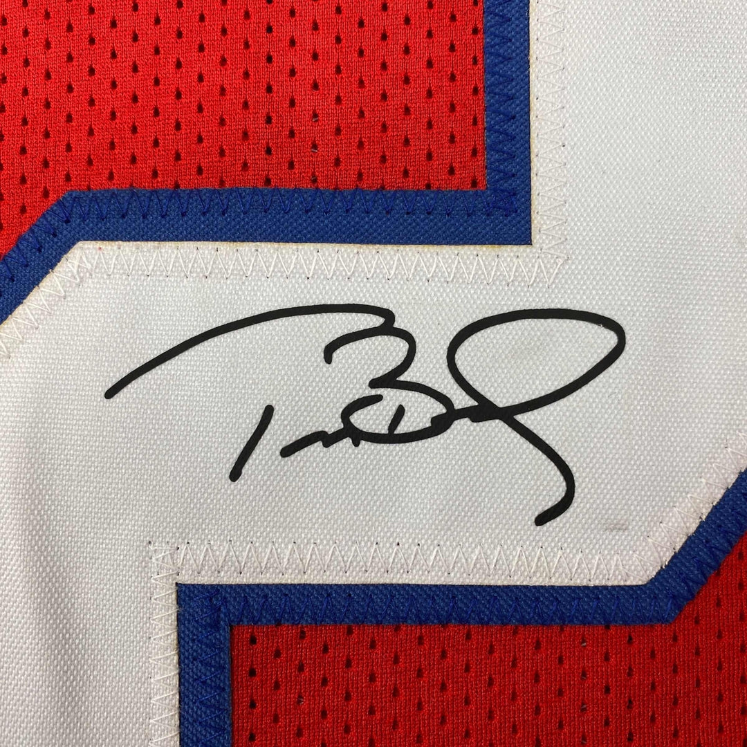 Facsimile Autographed Tom Brady New England Red Reprint Jersey Size Men's XL