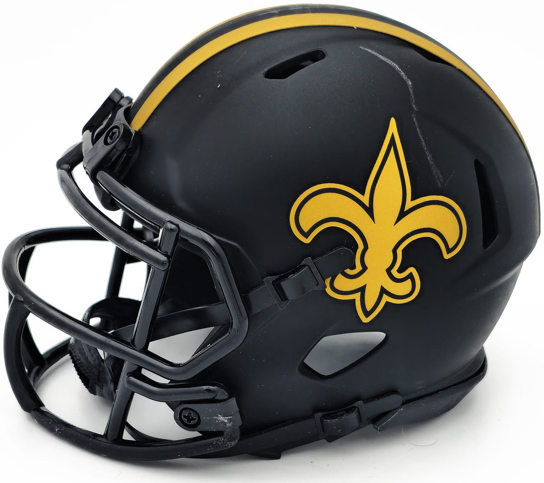 Alvin Kamara Signed Saints Eclipse Black Speed Mini Helmet Beckett Wit
