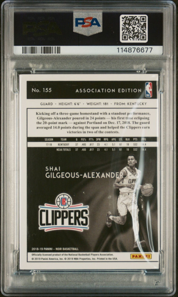 SHAI GILGEOUS-ALEXANDER SIGNED 2018 PANINI NOIR ROOKIE AUTO RC THUNDER SET PSA