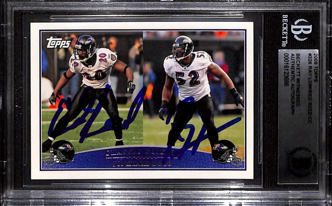 Ray Lewis Ed Reed Autographed 2009 Topps #236 Trading Card Beckett 43954