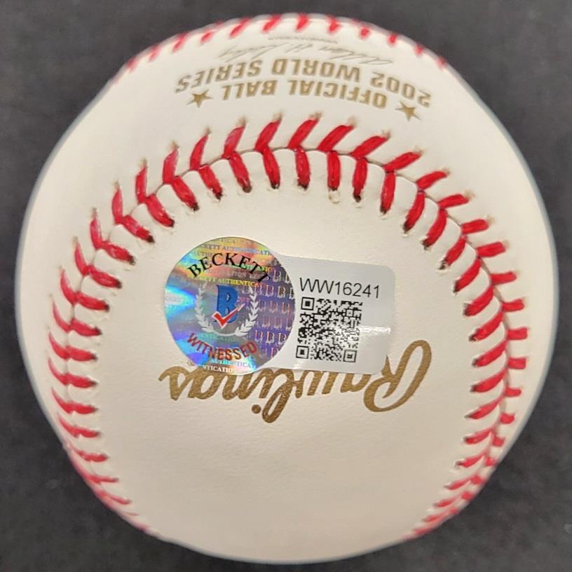 Troy Percival signed 2002 World Series Baseball autograph ~ BAS Beckett Witness