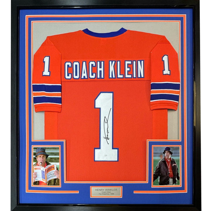 FRAMED Signed HENRY WINKLER 35x39 Coach Klein Waterboy Jersey JSA