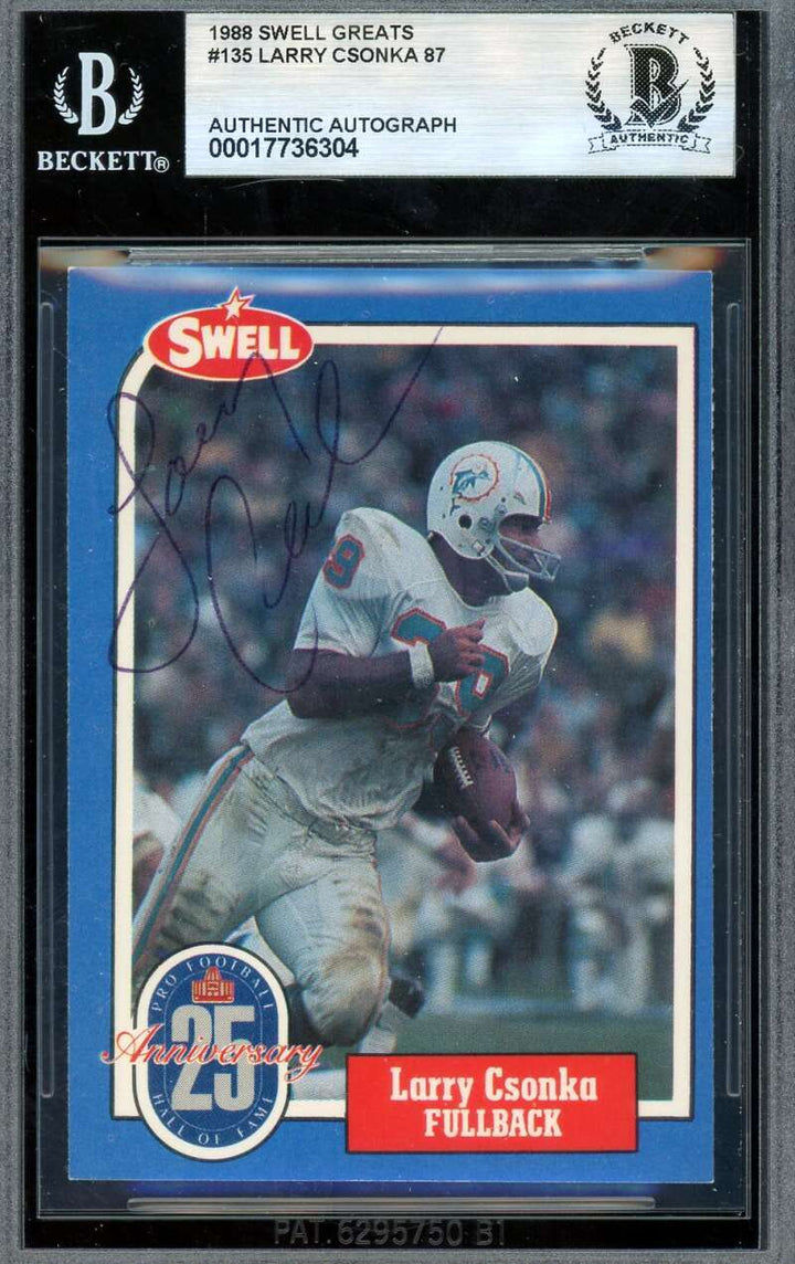 Larry Csonka Beckett BAS Signed 1988 Swell Greats Autograph