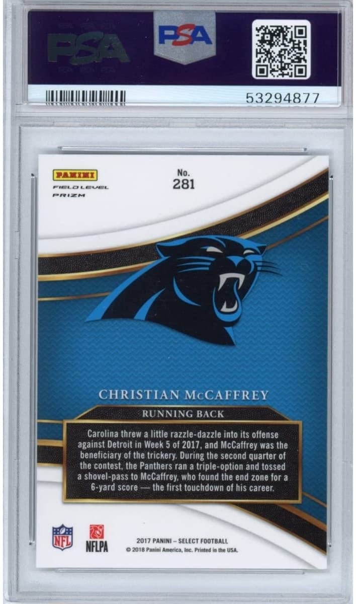 Graded 2017 Panini Select CHRISTIAN MCCAFFREY #281 Rookie Card PSA 10