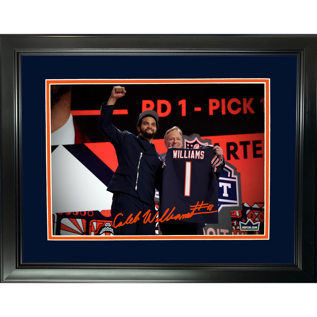 Framed Caleb Williams Draft Chicago Bears Facsimile Auto 11"x14" Photo HOFSM