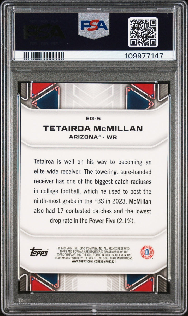 Graded 2024 Bowman Best U Tetairoa McMillan #EG5 Elements Card PSA 10