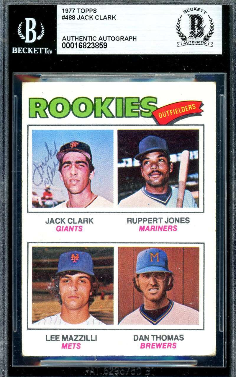Jack Clark Beckett BAS Signed 1977 Topps Rookie Autograph