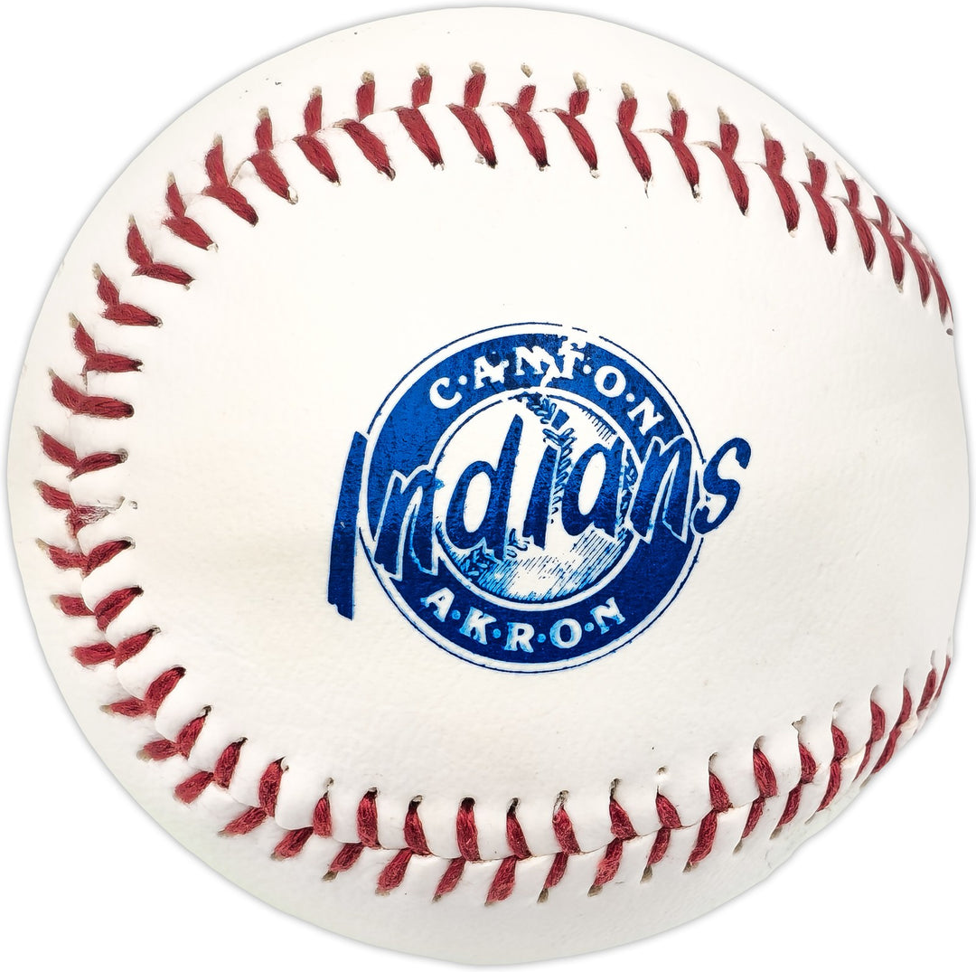 Hank Aaron Auto Off. Canton Akron Indians Logo Baseball Braves Beckett AD43484