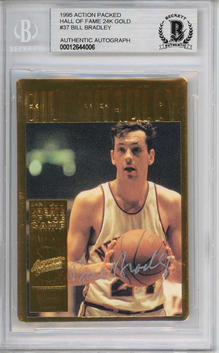 1994 Action Packed #37G NBA Hall of Fame Bill Bradley Autographed Card #D/100