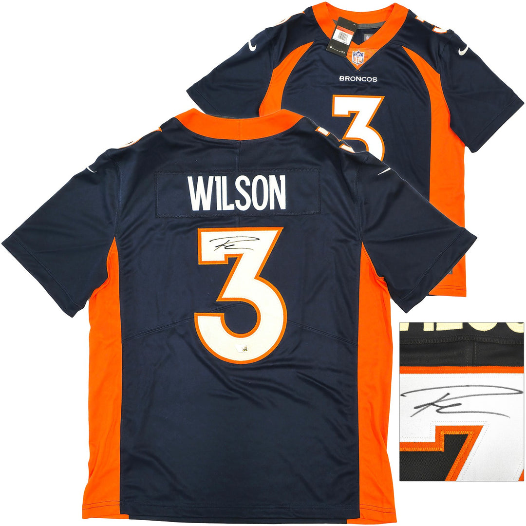 Broncos Russell Wilson Signed Blue Nike Limited Jersey Size L Fanatics Holo