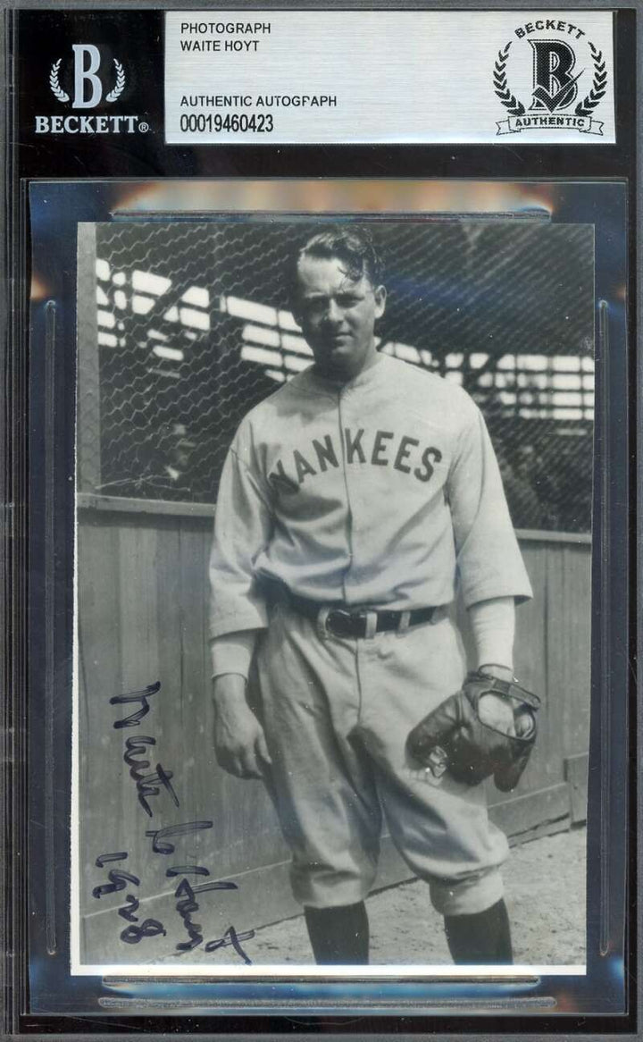 Waite Hoyt Beckett BAS Signed 3x5 Photo Autograph