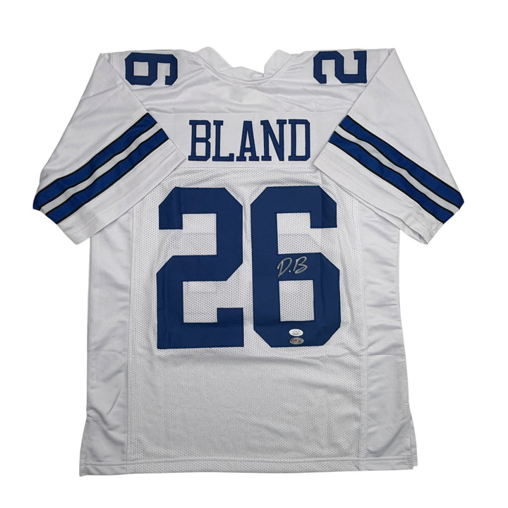 Autographed/Signed Daron Bland Dallas White Football Jersey JSA COA