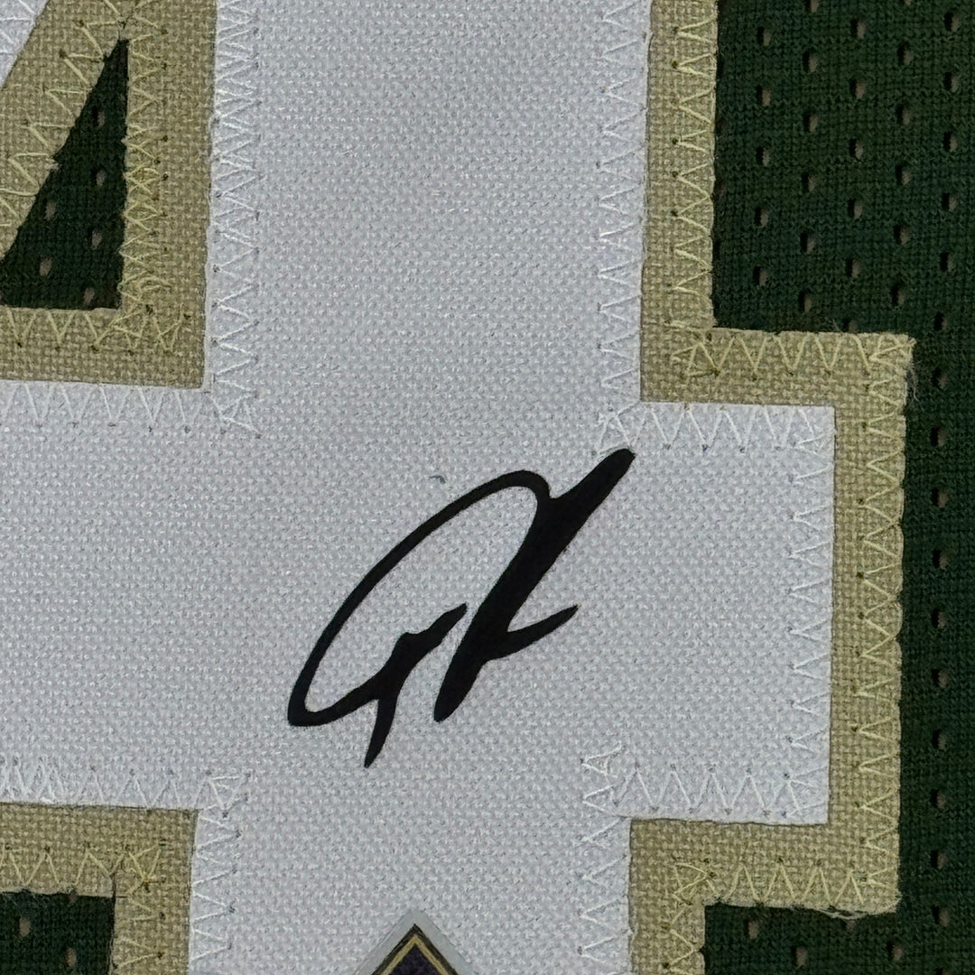 Framed Facsimile Autographed Giannis Antetokounmpo 33x42 Reprint Laser Jersey