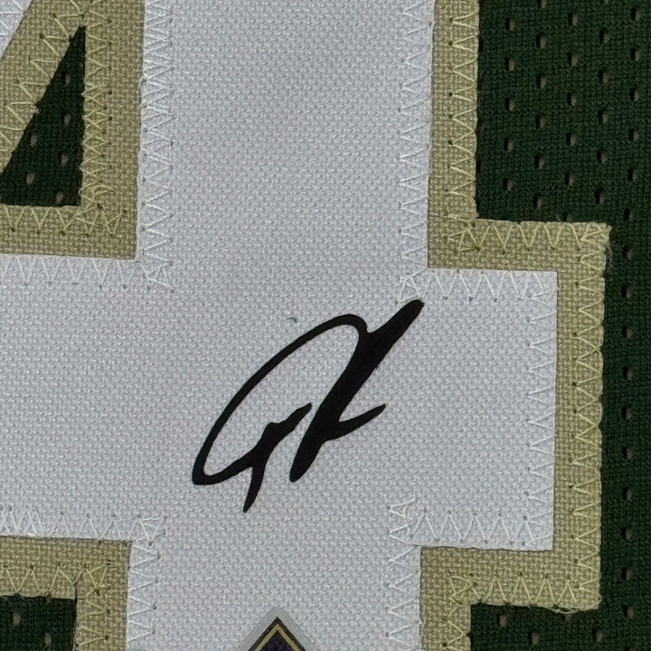 Framed Facsimile Autographed Giannis Antetokounmpo 33x42 Reprint Laser Jersey