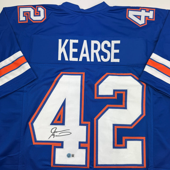 Autographed/Signed Javon Kearse Florida Blue College Football Jersey Beckett COA