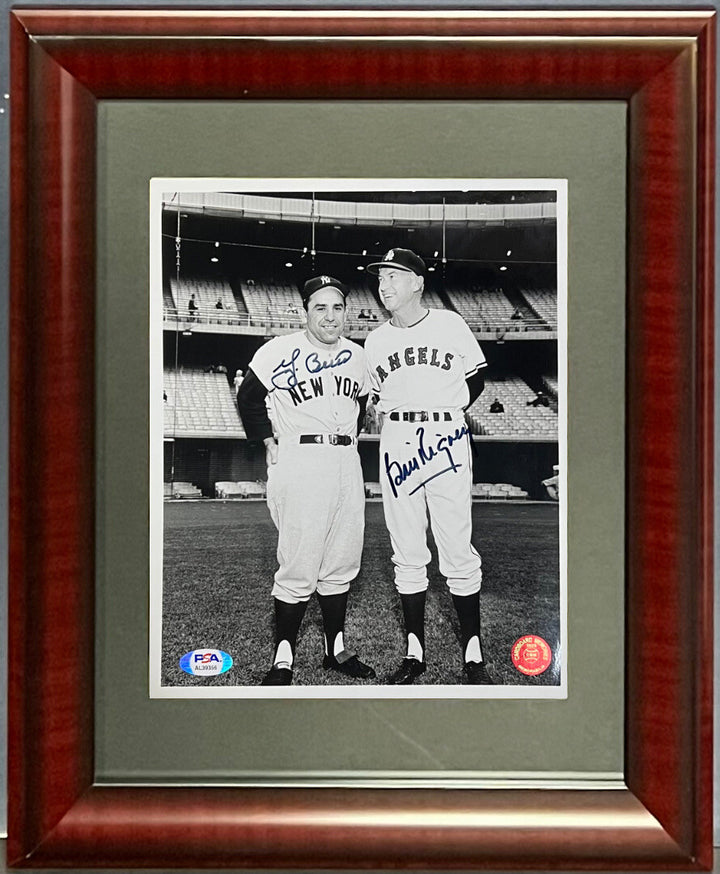 Yogi Berra Bill Rigney Dual Signed 8x10 Photo Framed Yankees HOF 2 Autograph PSA